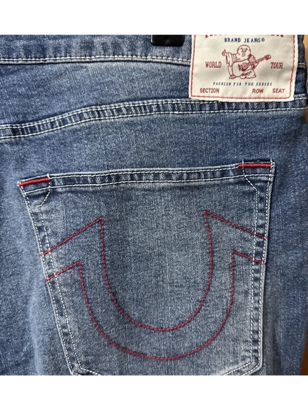 True Religion Mens 36X32 Rocco Skinny Relaxed Blue Denim Jeans Stretch Pockets